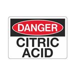 Danger Citric Acid Sign